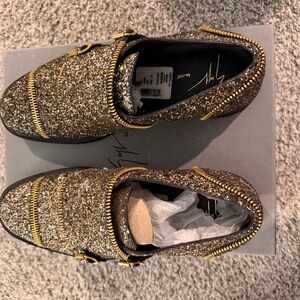 Giuseppe Zanotti Gold Glitter Loafers